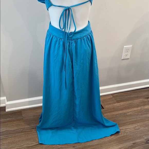 SHEIN US 2 XS Blue Maxi Dress with Cut Out and Slits - Picture 9 of 13